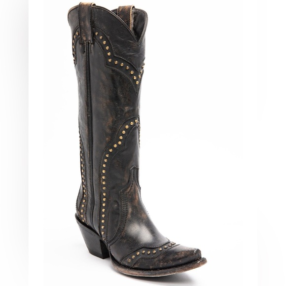 Idyllwind Shoes - Idyllwind Walk This Way Studded Snip Toe Western Boot Black Tall Shaft Women 8.5